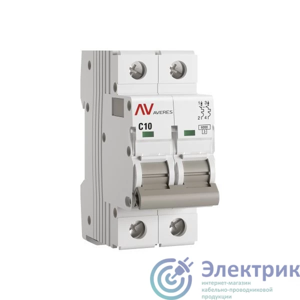 mcb6-2-10C-av | Выключатель автоматический модульный 2п C 10А 6кА AV-6 AVERES EKF 