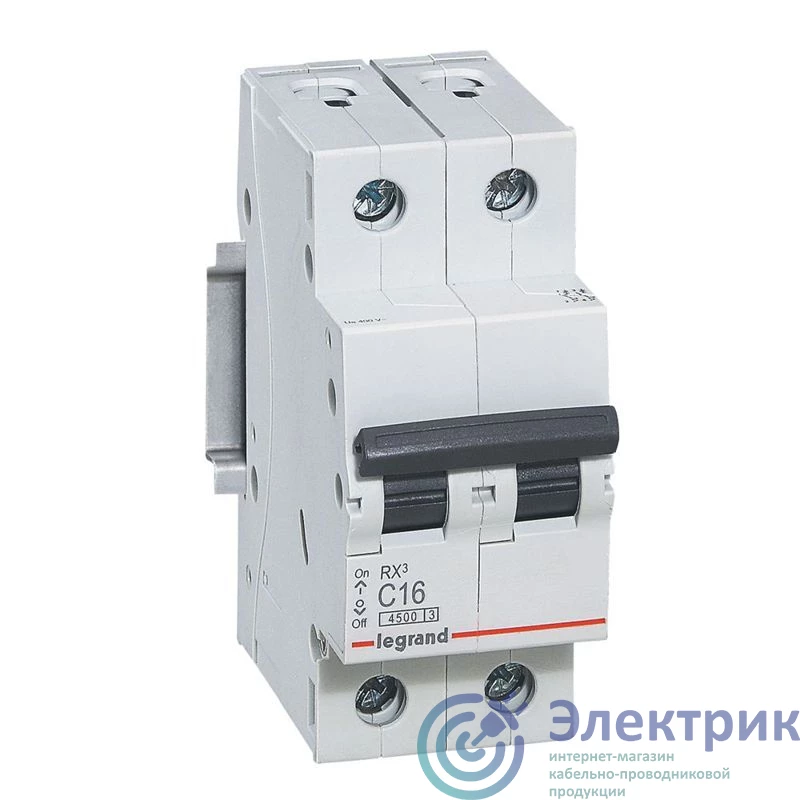 419694 | Выключатель автоматический модульный 2п C 6А 4.5кА RX3 ИЭК Leg 