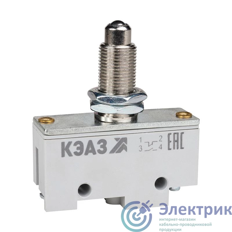 347465 | Микропереключатель МП-1105м/05 (толкатель-шарик-винт-фронт гайками) КЭАЗ 