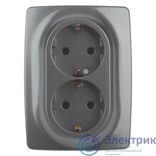 Б0036448 | Розетка 2-м СП Эра12 12-2108-12 16А IP20 250В 2х2P+E Schuko защ. шторки графит Эра 