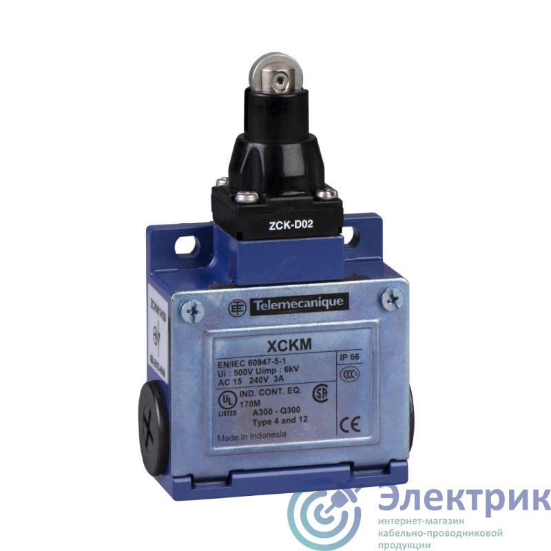 XCKM102 | Выключатель конц. стальной ролик-плунжер двухполярный H3+HО М20х1.5 SchE 