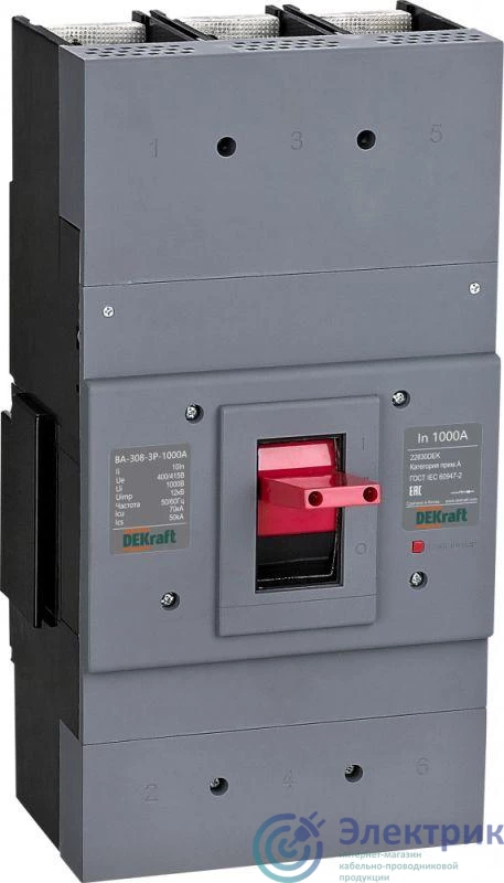 22832DEK | Выключатель автоматический 3п 1600А 70кА ВА-308 DEKraft