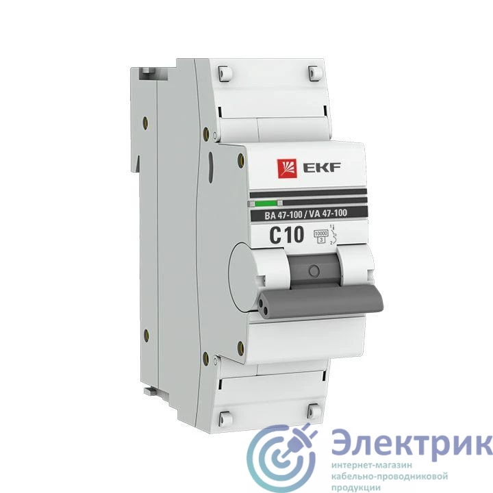 mcb47100-1-10C-pro | Выключатель автоматический модульный 1п C 10А 10кА ВА 47-100 PROxima EKF 