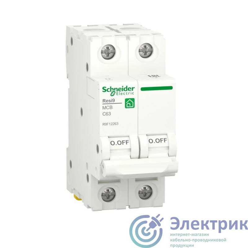 R9F12263 | Выключатель автоматический модульный 2п C 63А Resi9 6000А SchE 
