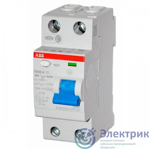 2CSF202101R1630 | Выключатель дифференциального тока (УЗО) 2п 63А 30мА тип A F202 ABB 