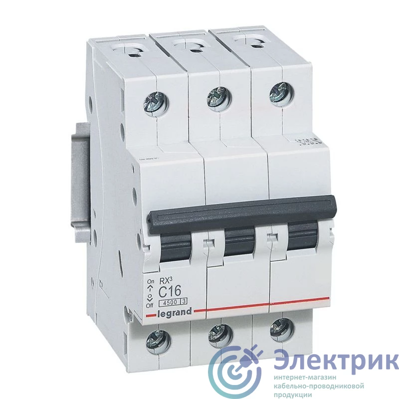 419714 | Выключатель автоматический модульный 3п C 63А 4.5кА RX3 ИЭК Leg 