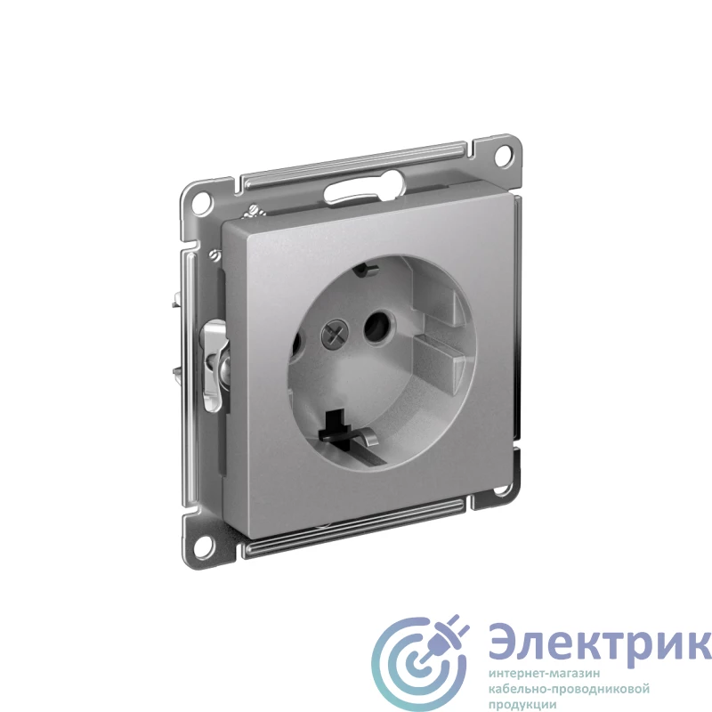 ATN000343S | Розетка AtlasDesign 16А с заземл. быстрозажим. клем. механизм алюм. SE 