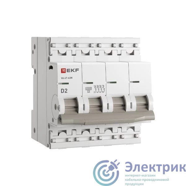 M634402D | Выключатель автоматический 4п D 2А 4.5кА ВА 47-63N PROxima EKF 
