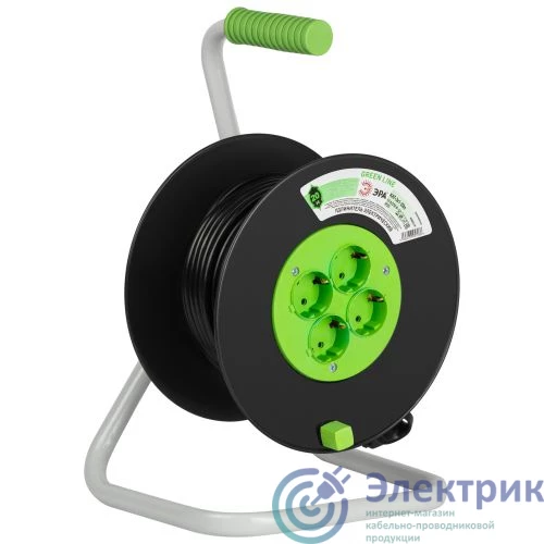 Б0065130 | Удлинитель на пластик. катушке 4х20м с заземл. KAT-3x1-20m Greenline ПВС 3х1 Эра 