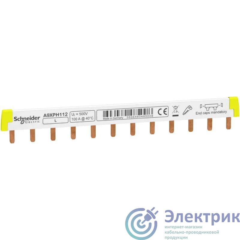 A9XPH112 | Шинка гребенчатая Acti9 1п (L1…) 12мод. 18мм 100А разрезаемая SchE 
