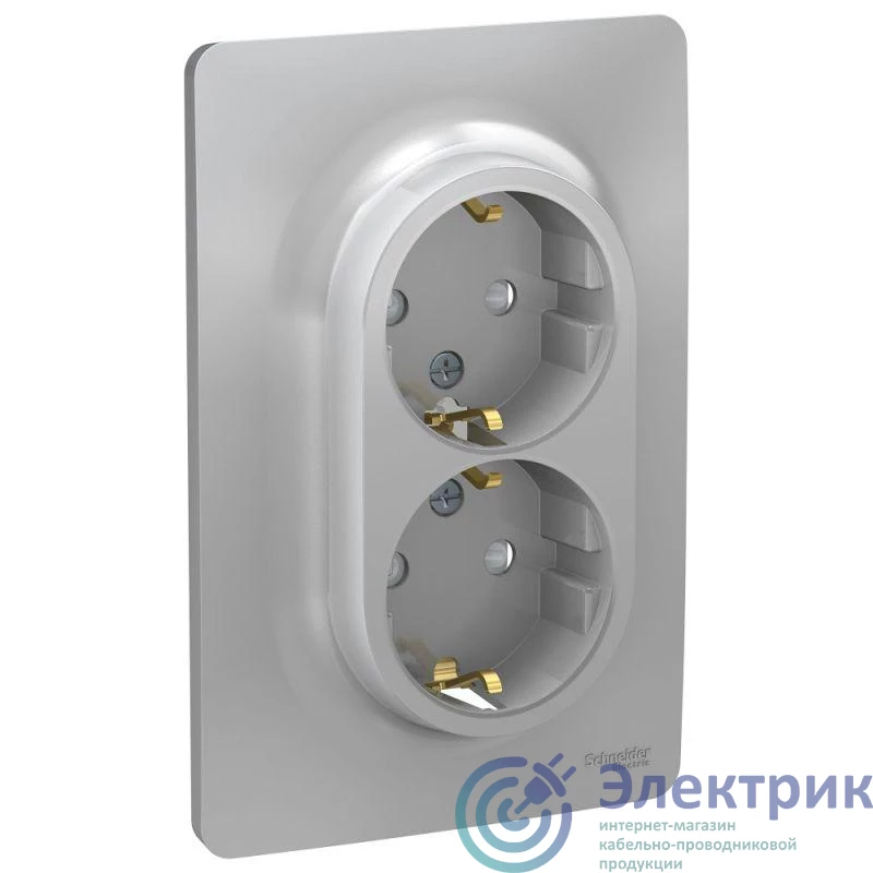 NU206730 | Розетка 2-м СП 2мод. Unica New 16А IP21 с заземл. защ. шторки винт. клеммы алюм. SchE 