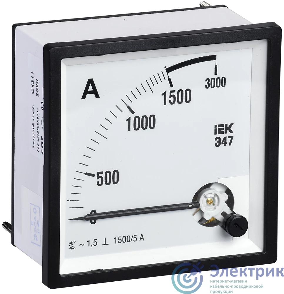 IPA10-6-1500-E | Амперметр Э47 1500/5А 72х72 AC включение через трансформатор (класс точности 1.5) IEK 