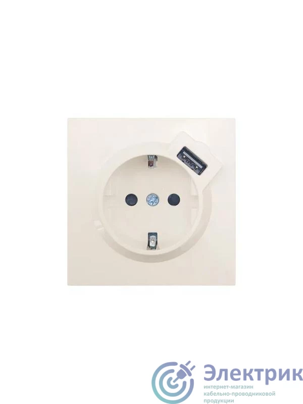 704-9088-181 | Розетка 1-м СП ZIMA IP20 + USB с заземл. механизм сл. кость LEZARD