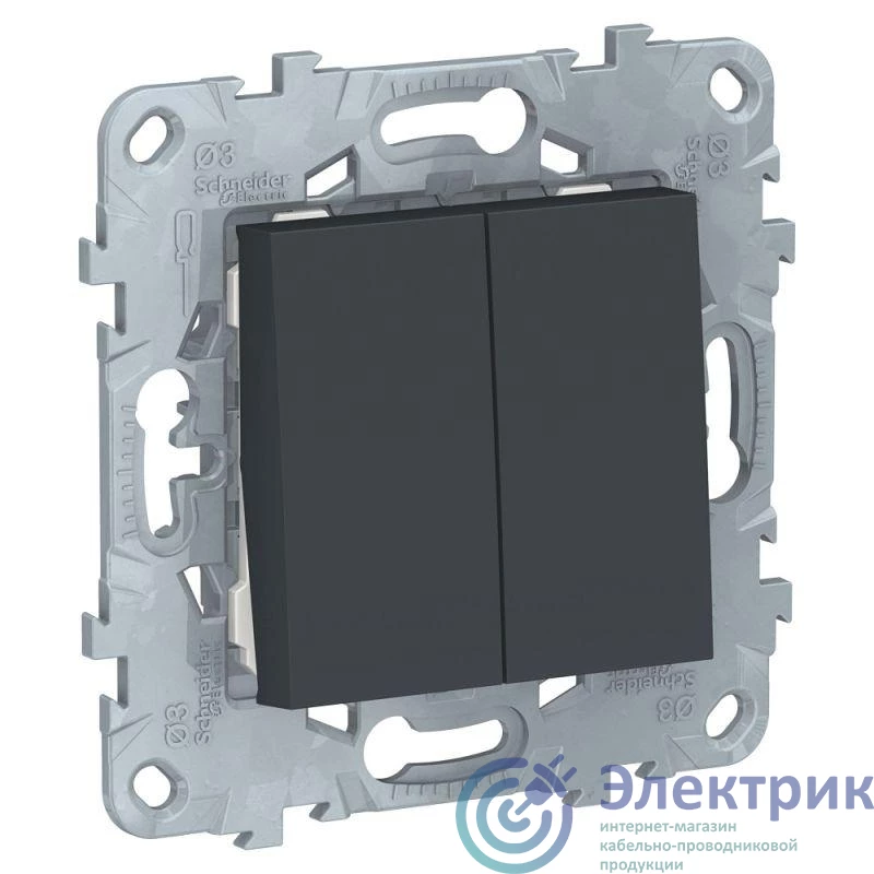 NU521154 | Механизм выключателя 2-кл. 2мод. СП Unica New IP21 (сх. 5) антрацит SchE 