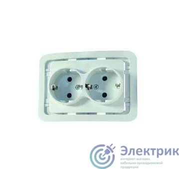 22082 | Розетка 2-м СП Mimoza 10А с заземл. без вставки бел. Makel