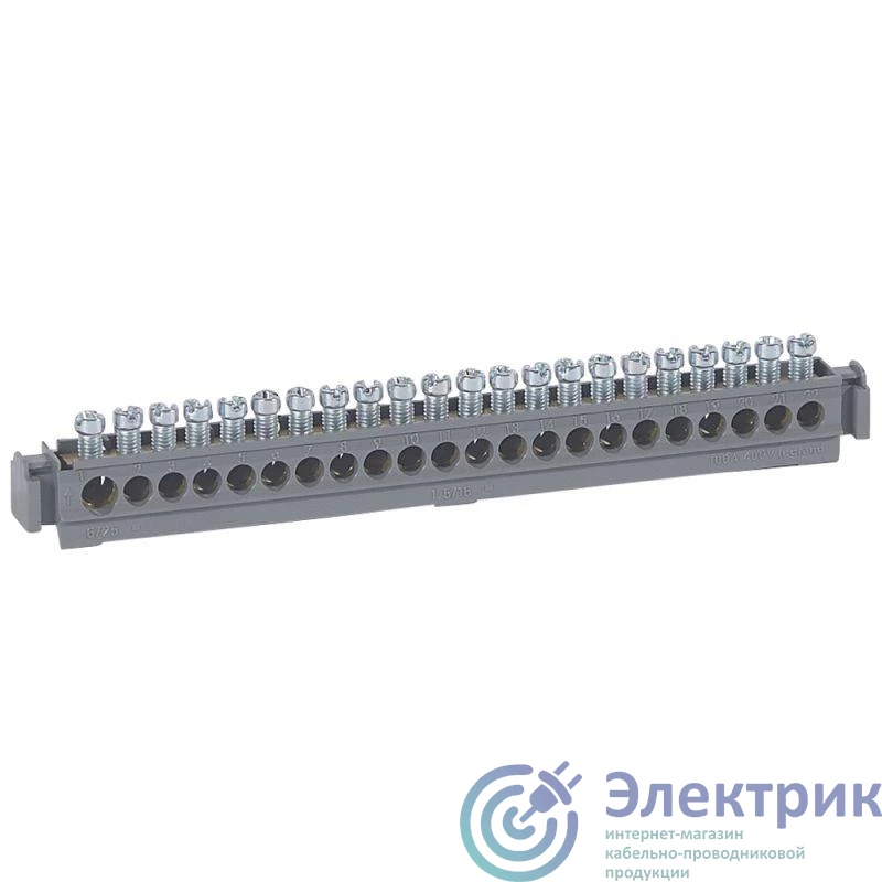 004826 | Клеммник универс. 1х(6-25)+21х(1.5х16) син. Leg 