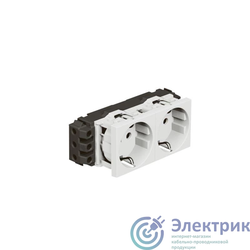 077602 | Розетка 2-м СП 4мод. Mosaic 16А IP20 защ. шторки винт. клеммы для кабель-канала DLP механизм бел. Leg 