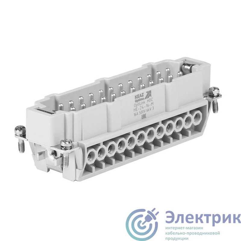 352264 | Вилка OptiLink HDC-HE-24-16-M-(0.75-2.5) 500В КЭАЗ 
