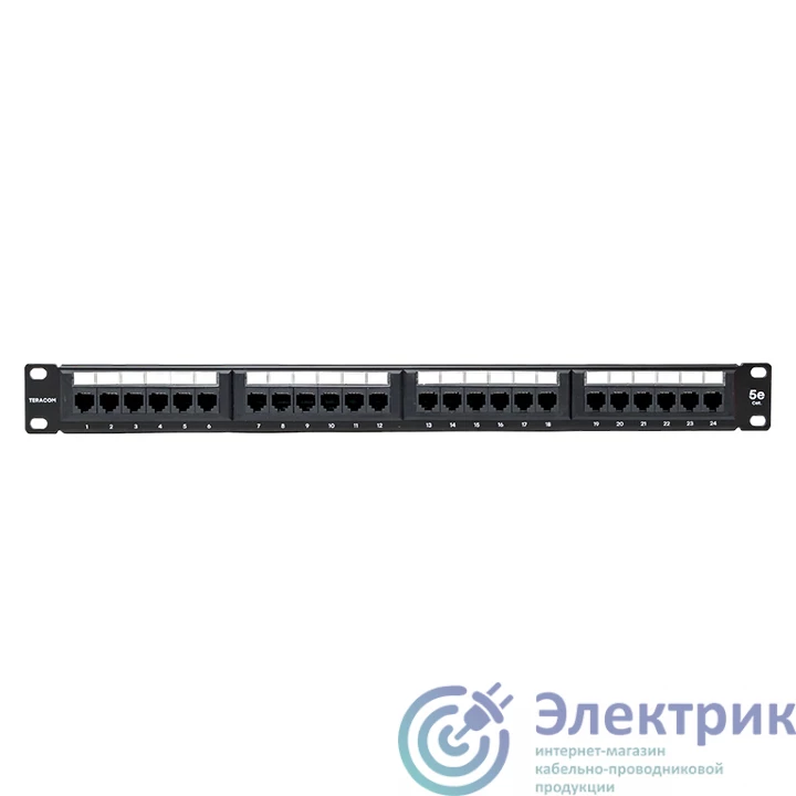 TRC-PPNL-5EUTP-1U24 | Патч-панель TERACOM 19'' Cat.5E 1U неэкранированная UTP 24 порта RJ-45 110 IDC EKF 