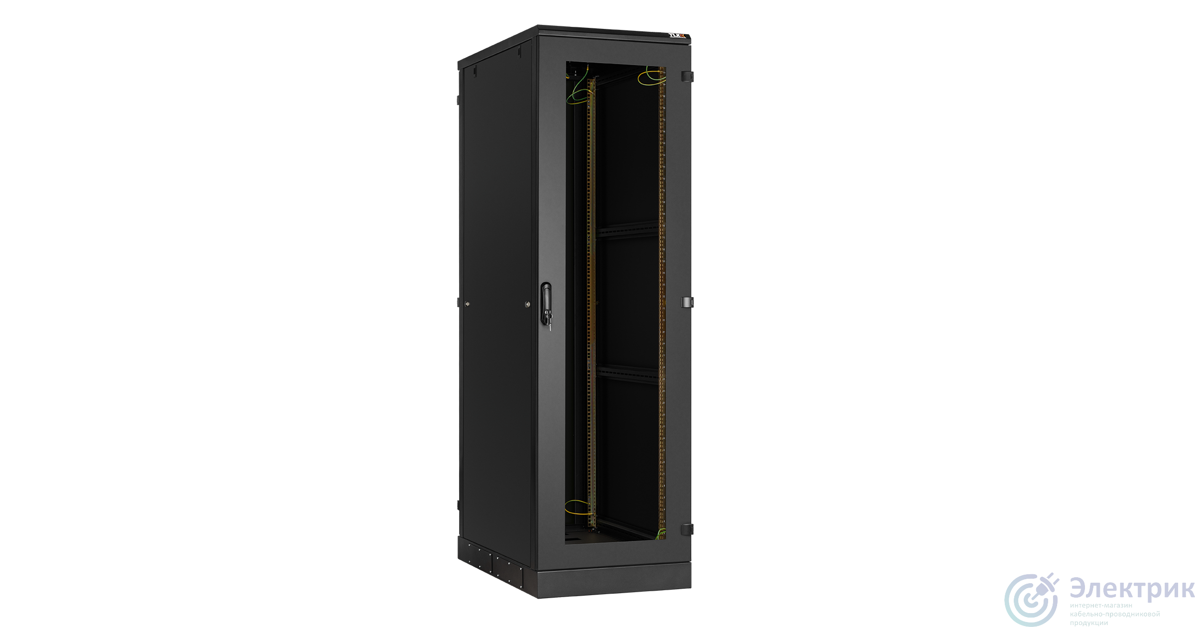 Напольный шкаф 19", 42U, перфорированные двухуровневые стенки и перфорированные двери, Ш600хВ2060хГ800мм, в разобранном виде, черный