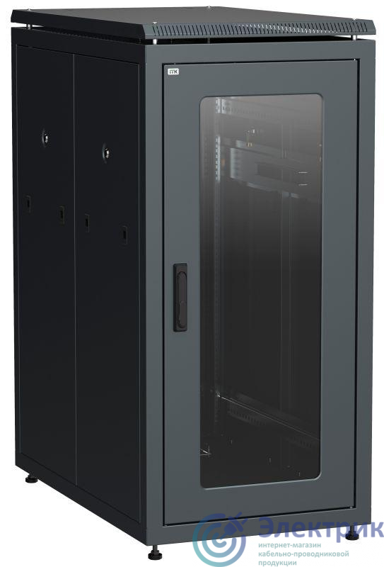Шкаф сетевой 19дюйм  LINEA N 24U 600х1000мм стеклянная передняя дверь черн. ITK LN05-24U61-G