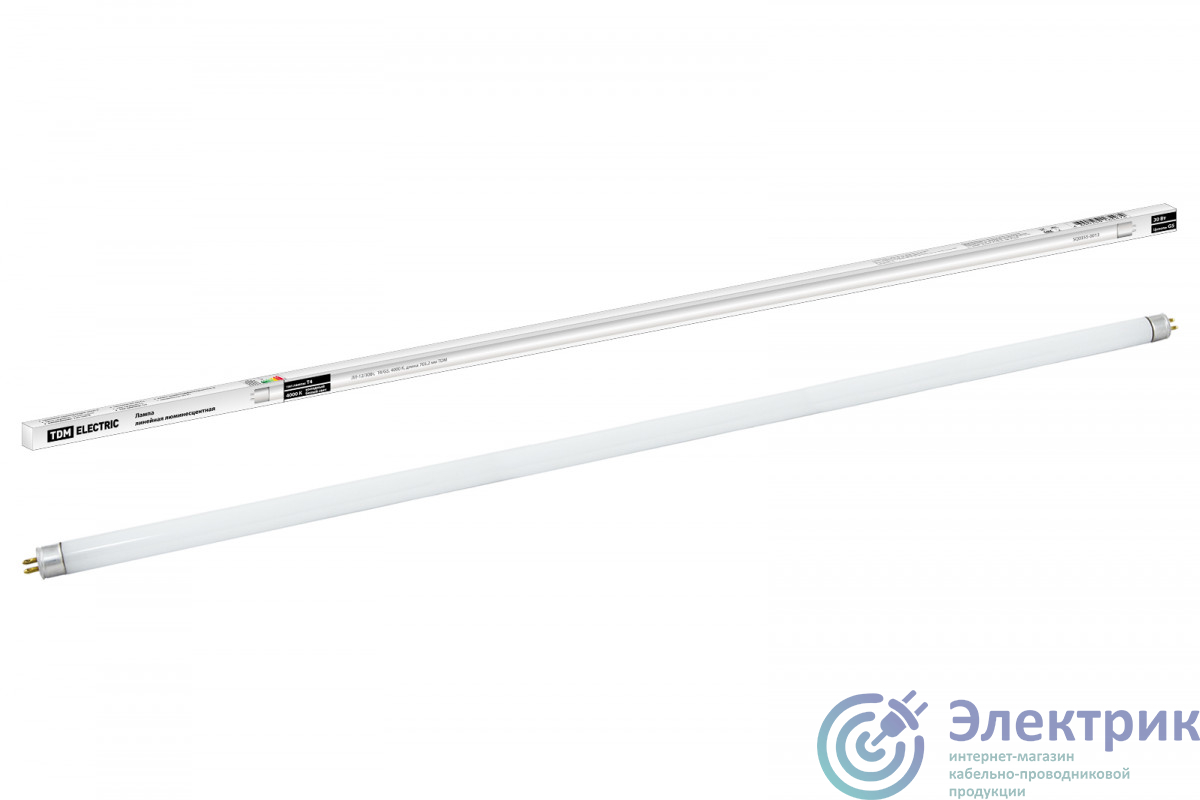 Лампа люминесцентная линейная двухцокольная ЛЛ-12/30Вт, T4/G5, 4000 К, длина  765.2мм TDM