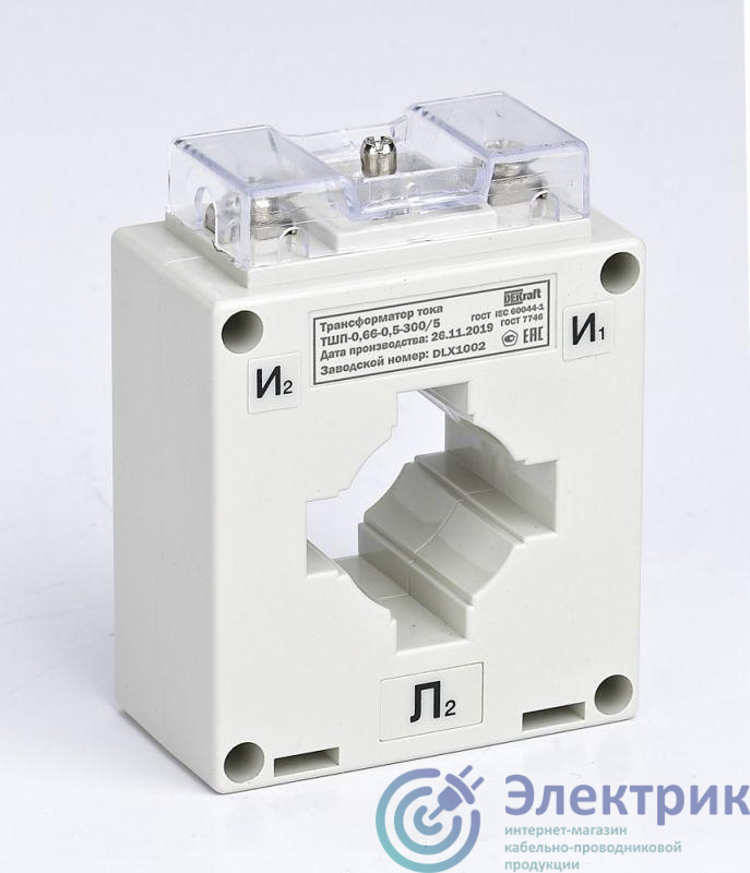 Трансформатор тока ТШП-0.66 0.5S 500/5 5В.А d60мм DEKraft 50111DEK