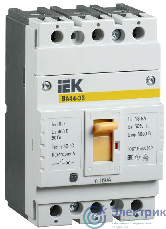 Выключатель автоматический 3п 50А 15кА ВА44 33 IEK SVA4410-3-0050