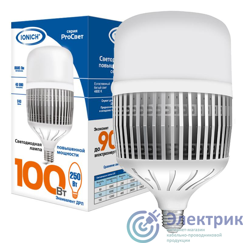 Лампа светодиодная ILED-SMD2835-Т152-100-8500-220-6.5-E40 IONICH 1123