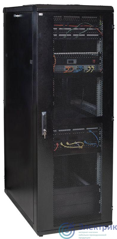 Шкаф серверный 19дюйм 42U 800х1000мм перф. передняя и задняя двери черн. (передняя дверь и часть рамы) ITK LS05-42U81-PP-1