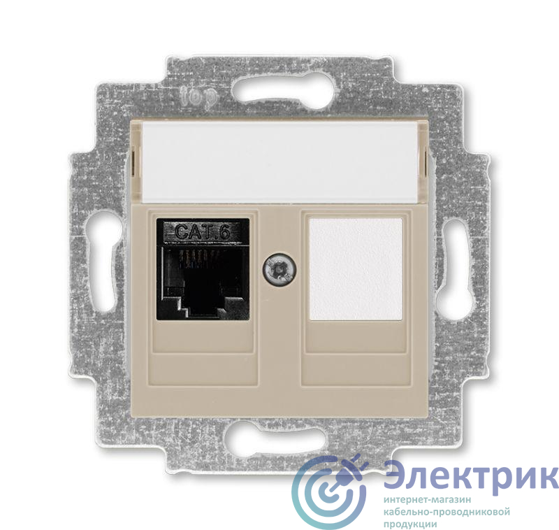 Розетка информационная Levit RJ45 кат. 6 и заглушка кофе макиато ABB 2CHH296117A6018