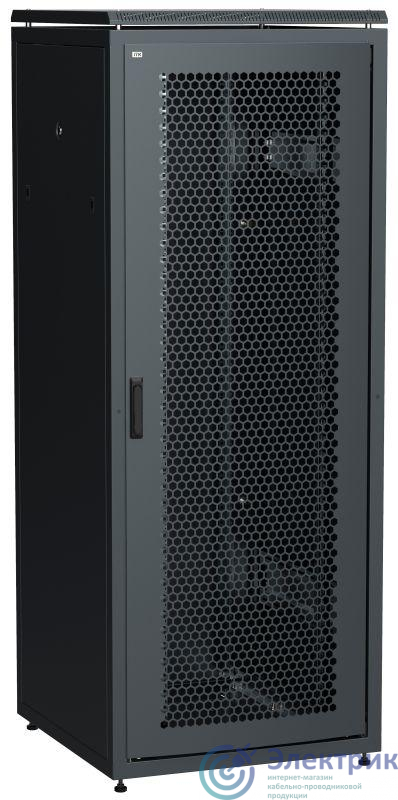 Шкаф сетевой LINEA N 42U 800х800мм перф. передняя дверь задняя металлическая черн. ITK LN05-42U88-PM