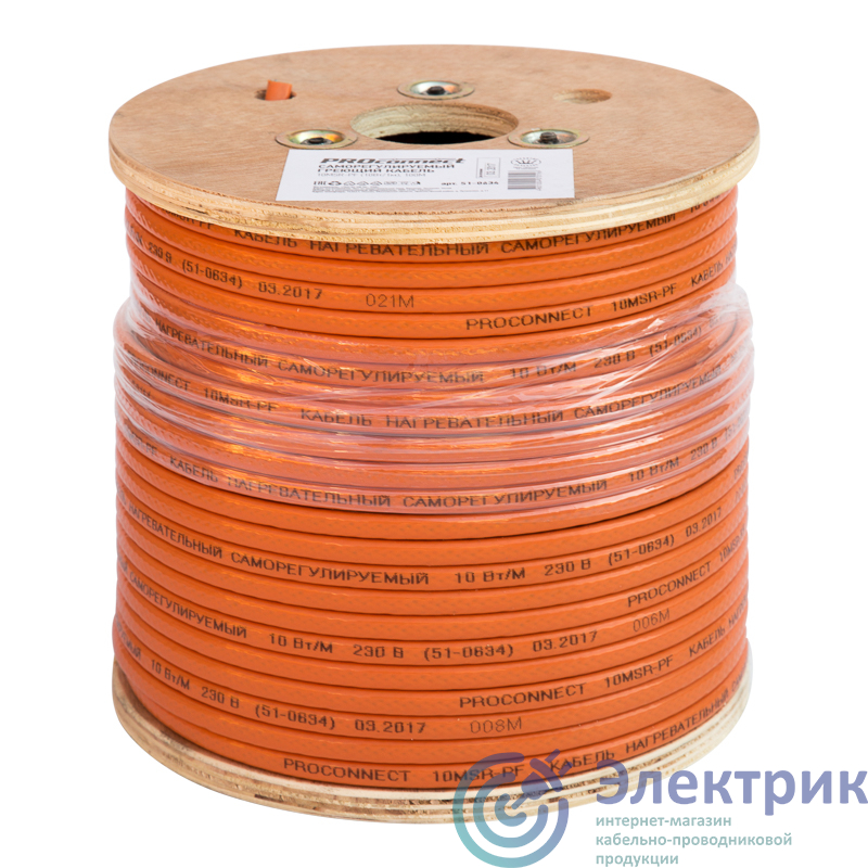 51-0634 | Кабель греющий саморегулирующийся PROconnect 10MSR-PF, пищевой, 10 Вт/1 м, 100 м ProConnect 