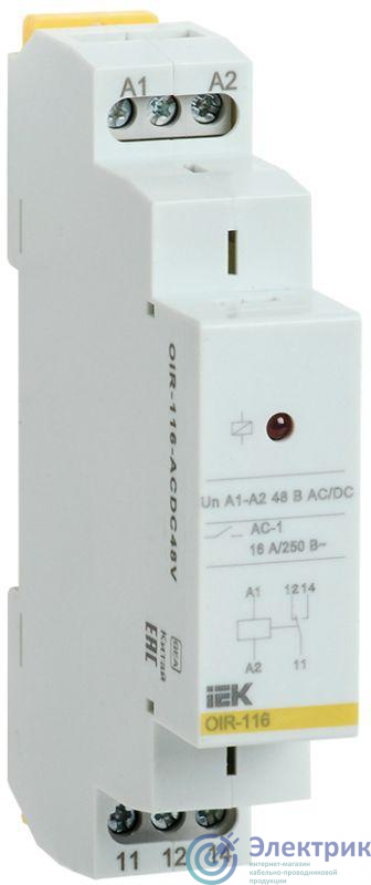 Реле промежуточное OIR 1 конт. (16А) 48В AC/DC IEK OIR-116-ACDC48V