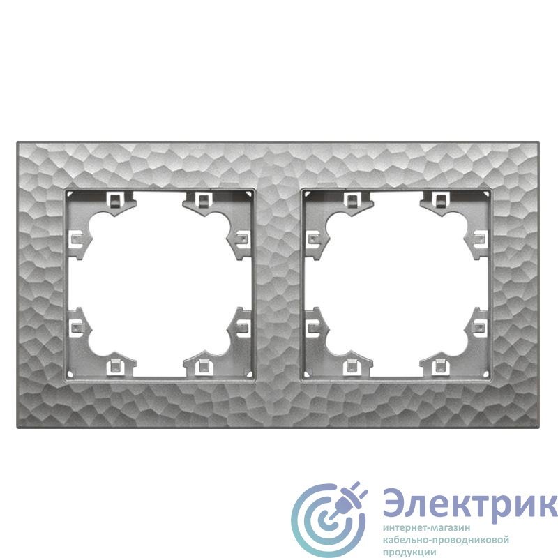 A10044-S | Рамка 2-м Афина фактурная универс. серебро Universal