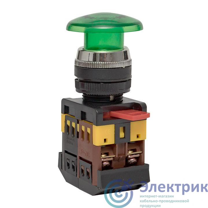 Кнопка "Грибок" AELA-22 NO+NC 380В с подсветкой зел. PROxima EKF pbn-aela-1g-380