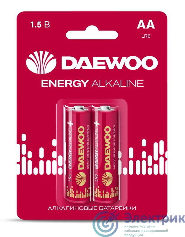 Элемент питания алкалиновый AA/LR6 1.5В Energy Alkaline 2021 BL-2 (уп.2шт) DAEWOO 5029750
