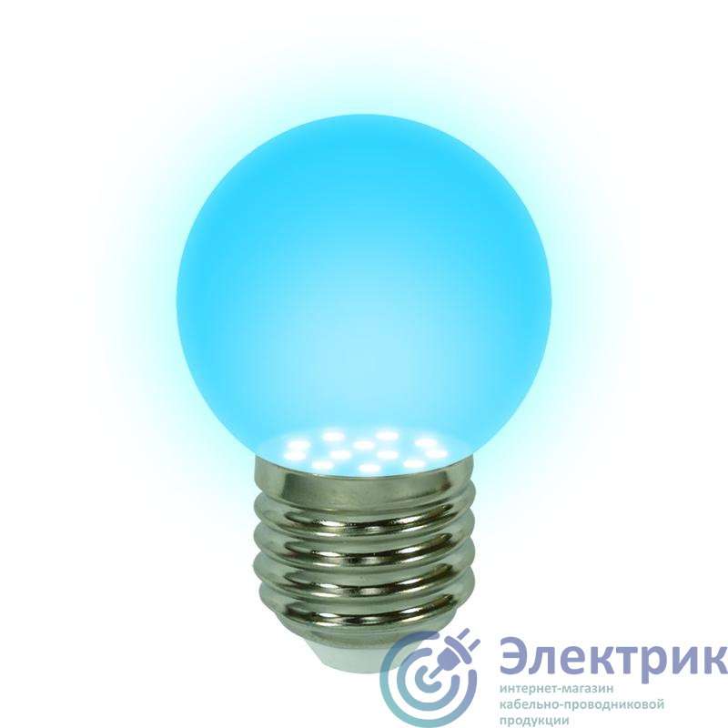 Лампа светодиодная G45 0.65Вт Blue E27 голуб. Uniel 04423