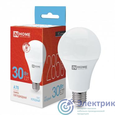 Лампа светодиодная LED-A70-VC 30Вт грушевидная 6500К холод. бел. E27 2850лм 230В IN HOME 4690612024165