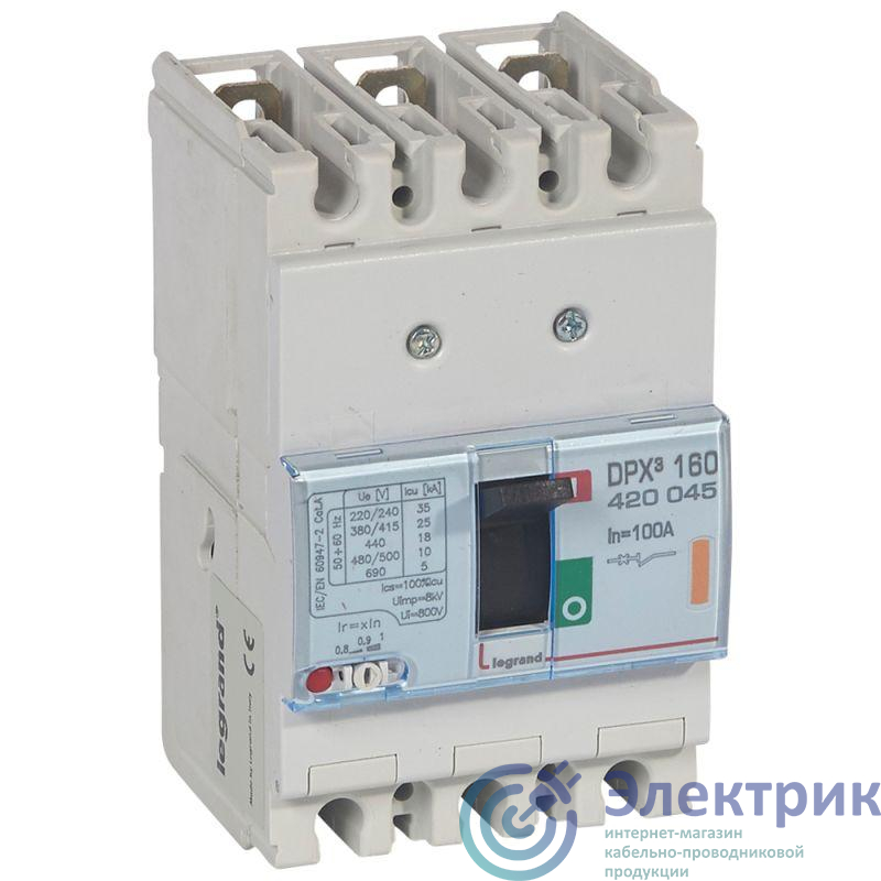Выключатель автоматический 3п 100А 25кА DPX3 160 термомагнитн. расцеп. Leg 420045