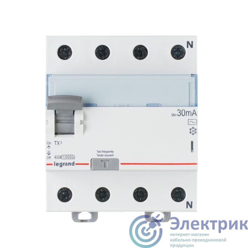 Выключатель дифференциального тока (УЗО) 4п 25А 300мА тип AC TX3 Leg 403042