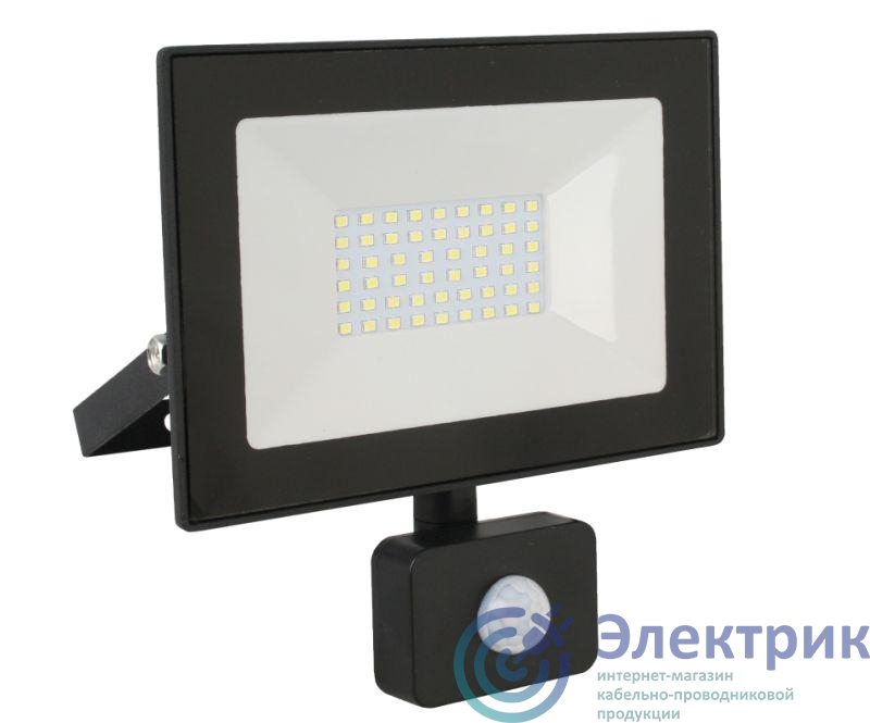 13331 | Прожектор светодиодный с датчиком LFL-5002S C02 50Вт 230В 6500К черн. Ultraflash