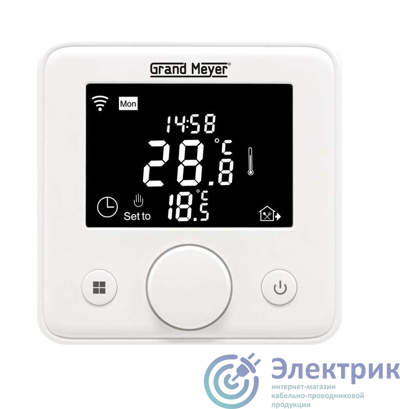 Термостат прогр. W330 с функцией Wi-Fi (Android/iOS) датчик пола; датчик воздуха 3.6кВт 16А бел. Grand Meyer W330