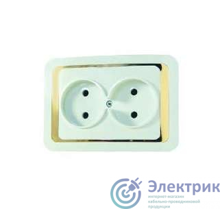 12217 | Розетка 2-м СП Mimoza 16А IP20 без заземл. бел./зол. Makel
