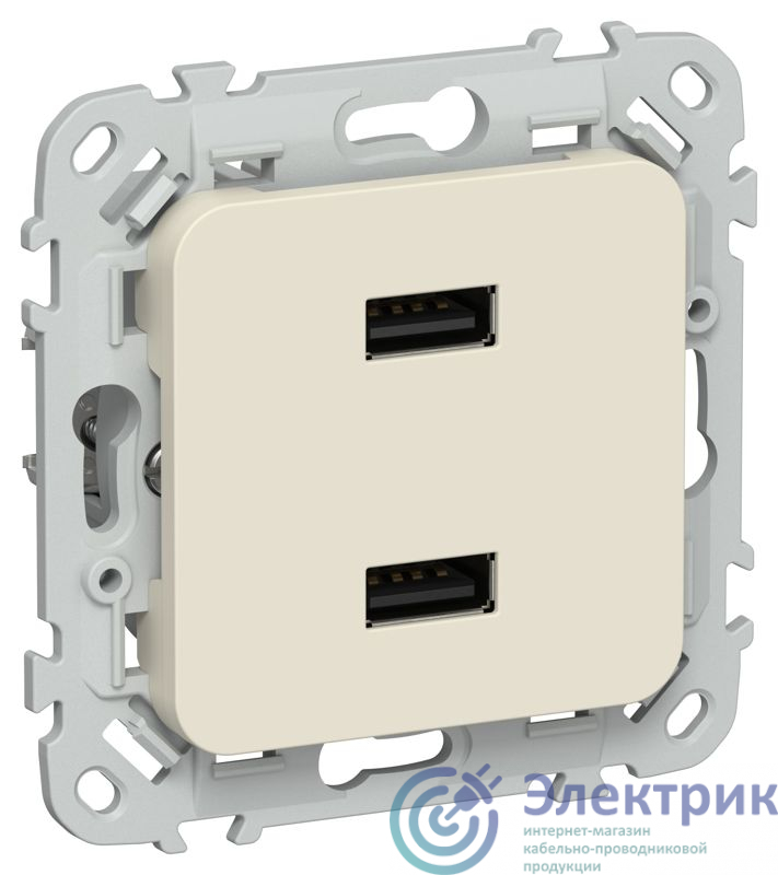 FI-U21-D31-K86 | Розетка USB СП FLITE РЮ-2-ФлСл AA 2.1А механизм сливочный IEK 