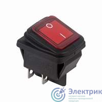 Выключатель клавишный 250В 15А (4с) ON-OFF красн. с подсветкой влагозащита (RWB-507) Rexant 36-2360