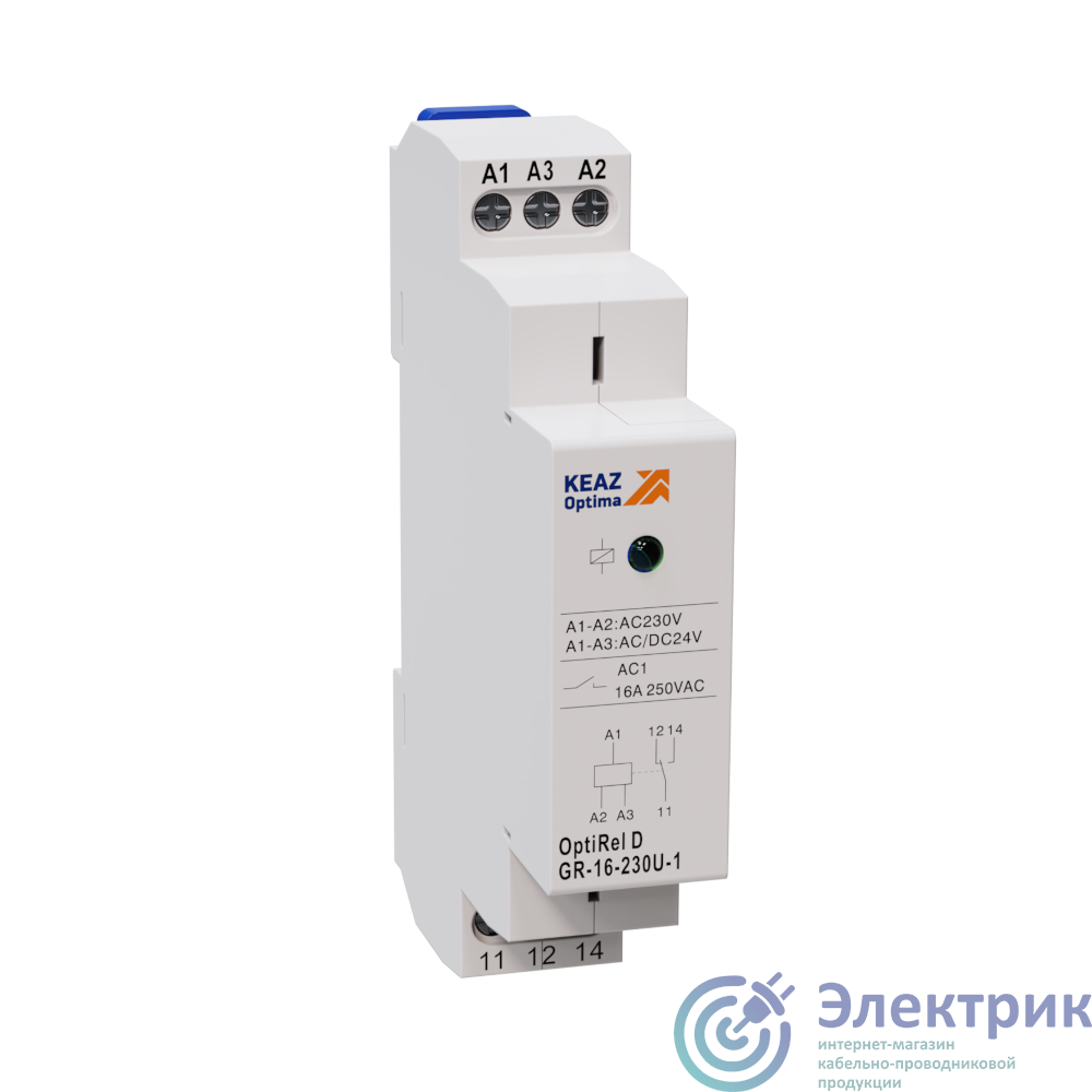 332039 | Реле промежуточное OptiRel D GR-08-024U-3 модульное 8А 24В AC/DC 3СО КЭАЗ