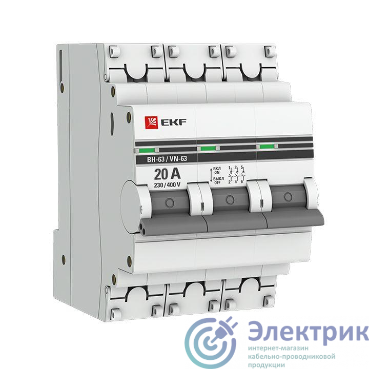 Выключатель нагрузки 3п 20А ВН-63 PROxima EKF SL63-3-20-pro