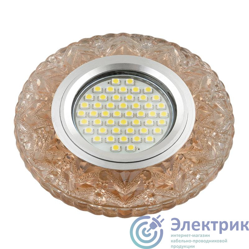 UL-00003895 | Светильник DLS-L146 GU5.3 GLASSY/TEA GU5.3 встраив. доп. светодиод. подсветка 3Вт без лампы стекло Fametto