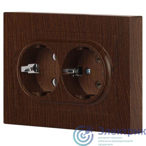 Б0063502 | Розетка 2-м СП Accent 6-205-10 16А IP20 250В 2P+E Schuko AL/CU венге Intro